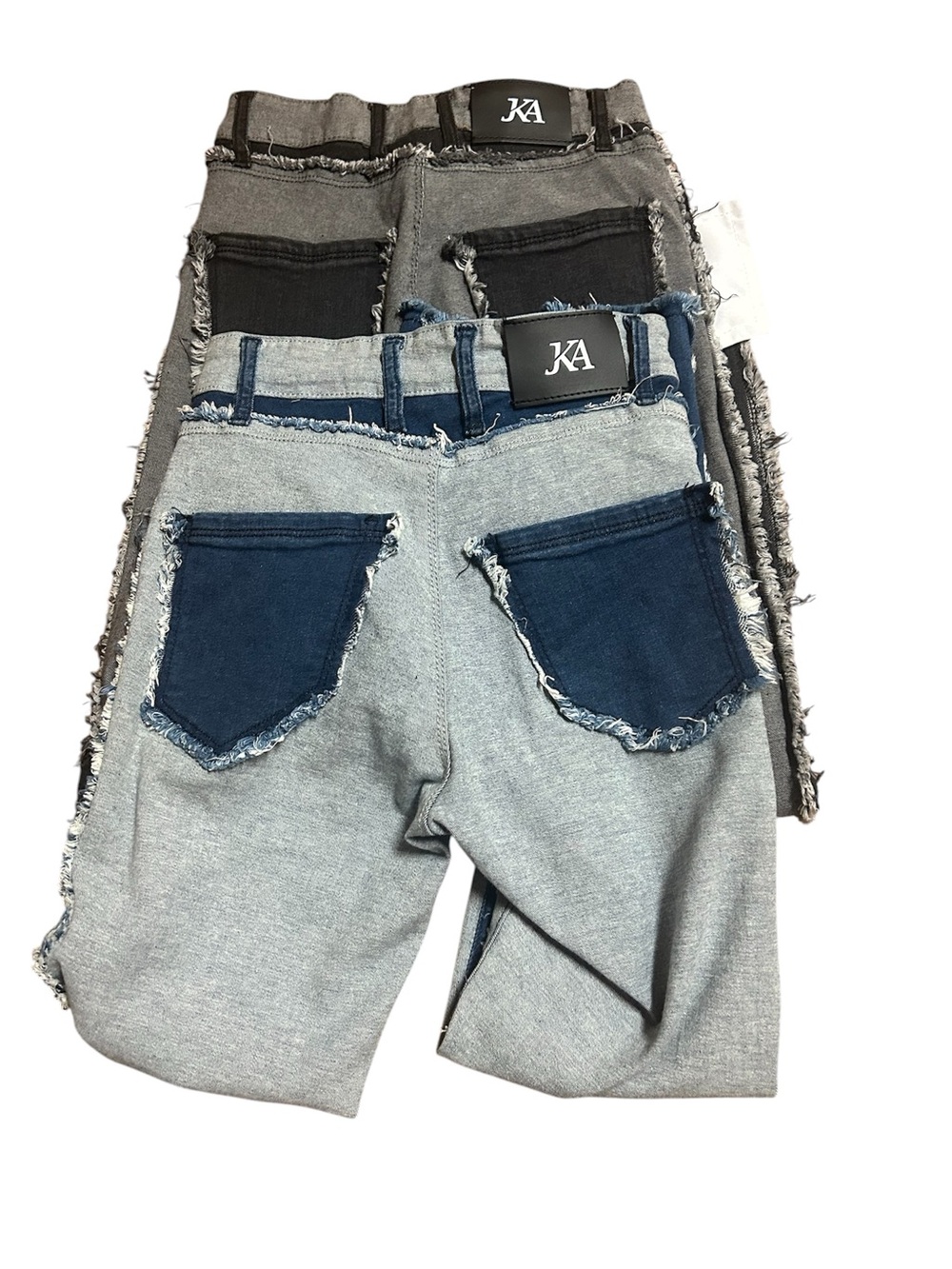 Maniere De Voir Contrast Pocket Jeans - Light Gray with Navy Pockets 2 Bundle